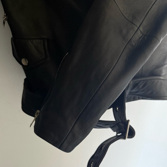 ZARA Black Genuine Leather Motorcycle Jacket Size S – New! - Picture 5 of 6